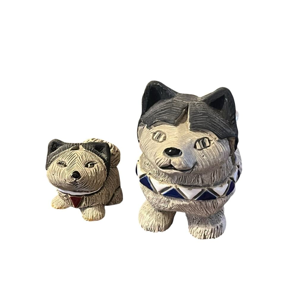 Artesania Rinconada Husky Sled Dog Figurine Large Small Set